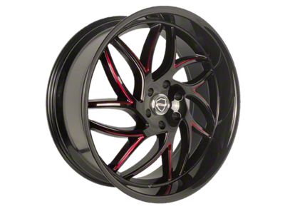 Elegance Luxury Magic Gloss Black with Candy Red Milled 6-Lug Wheel; 22x9.5; 24mm Offset (25-26 4Runner)