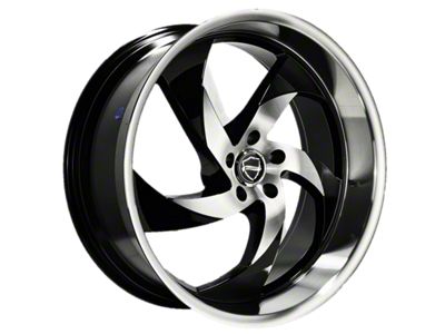 Elegance Luxury Danger Gloss Black Machine Center with Machine Lip 6-Lug Wheel; 22x9.5; 24mm Offset (17-24 Titan)