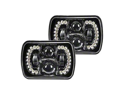 Empire Offroad LED 5x7-Inch Predator Series LED Headlights; Black Housing; Clear Lens (84-01 Jeep Cherokee XJ)