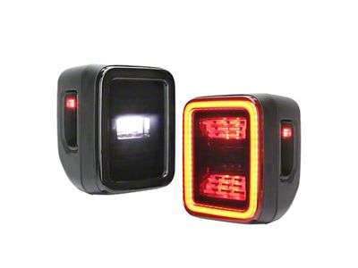 Empire Offroad LED Blackout Series LED Tail Lights; Black Housing; Smoked Lens (20-25 Jeep Gladiator JT w/ Factory Halogen Tail Lights)