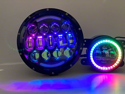 Empire Offroad LED 7-Inch Empire Chaser Series LED Headlights with 4-Inch Fog Lights; Black Housing; Clear Lens (97-18 Jeep Wrangler TJ & JK)