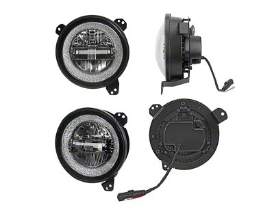 Empire Offroad LED 9-Inch Frost Series LED Headlights; Black Housing; Clear Lens (18-25 Jeep Wrangler JL)