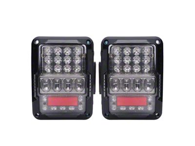 Empire Offroad LED Are You Afraid of the Dark LED Tail Lights; Black Housing; Clear Lens (07-18 Jeep Wrangler JK)