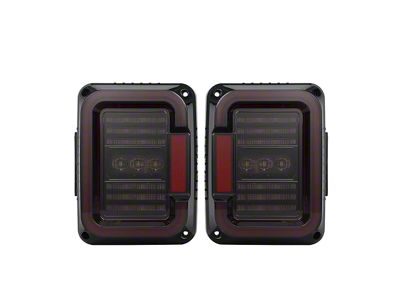 Empire Offroad LED Peak Series LED Tail Lights; Black Housing; Smoked Lens (07-18 Jeep Wrangler JK)