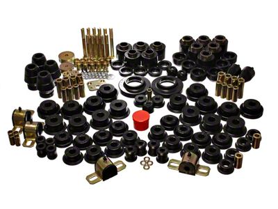 1-Inch Body Lift Kit with Hyper-Flex System Complete Bushing Kit; Black (97-06 Jeep Wrangler TJ)