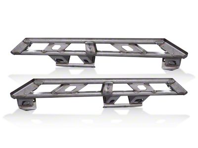 EVO Manufacturing Bolt-On Rock Sliders with Rock Lights; Bare Steel (18-25 Jeep Wrangler JL 4-Door)