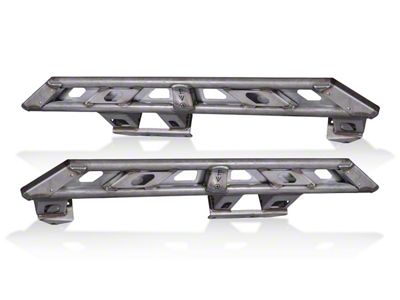 EVO Manufacturing Bolt-On Rock Sliders with Slider Step Plate; Bare Steel (18-25 Jeep Wrangler JL 4-Door)