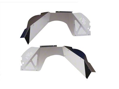 EVO Manufacturing Front Vented Inner Fenders for Double Throwdown Suspensions; Bare Aluminum (18-25 Jeep Wrangler JL, Excluding EcoDiesel)