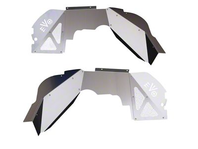 EVO Manufacturing Front Vented Inner Fenders for Coil-Overs; Bare Aluminum (20-25 3.0L EcoDiesel Jeep Wrangler JL; 21-25 Jeep Wrangler JL Rubicon 392)