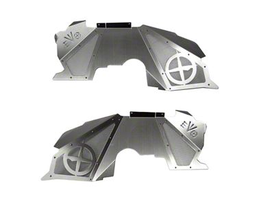 EVO Manufacturing Front Vented Inner Fenders for Coil Springs; Bare Aluminum (07-18 Jeep Wrangler JK)