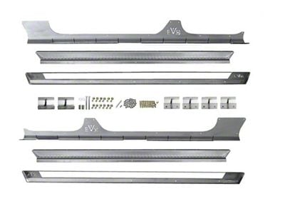 EVO Manufacturing Rocker Steps with Body Rockskins; Bare Steel (18-25 Jeep Wrangler JL 4-Door)