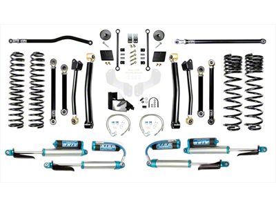EVO Manufacturing 4.50-Inch Enforcer Stage 4 Suspension Lift Kit with King 2.5 Blue Shocks and Front and Rear Track Bar (20-25 3.6L Jeep Gladiator JT)