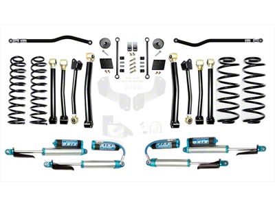 EVO Manufacturing 2.50-Inch Enforcer Stage 4 Suspension Lift Kit with King 2.5 Blue Shocks, Front and Rear Track Bars (18-25 2.0L or 3.6L Jeep Wrangler JL, Excluding 4xe)