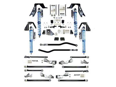 EVO Manufacturing 3 to 5-Inch Enforcer PRO High Clearance Long Arm Suspension Lift Kit with King Compression Adjuster Coil-Overs and Front and Rear Track Bars (18-25 2.0L or 3.6L Jeep Wrangler JL 4-Door, Excluding 4xe)