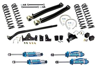 EVO Manufacturing 3-Inch Enforcer Stage 1 Suspension Lift Kit with Draglink Flip Kit and King 2.5 Reservoir Shocks (07-18 Jeep Wrangler JK)
