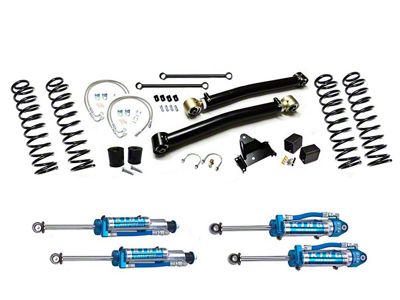 EVO Manufacturing 4-Inch Enforcer Stage 1 Suspension Lift Kit with Draglink Flip Kit and King 2.5 Reservoir Shocks (07-18 Jeep Wrangler JK)