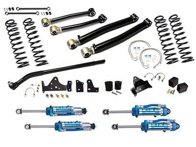 EVO Manufacturing 4-Inch Enforcer Stage 2 Suspension Lift Kit with Draglink Flip Kit and King 2.5 Reservoir Shocks (07-18 Jeep Wrangler JK)