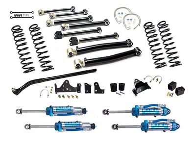 EVO Manufacturing 4-Inch Enforcer Stage 3 Suspension Lift Kit with Draglink Flip Kit and King 2.5 Reservoir Shocks (07-18 Jeep Wrangler JK)