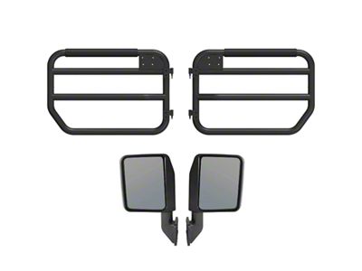 Exceed Fabrication SD1 Tube Doors with Mirrors; Front (18-25 Jeep Wrangler JL)
