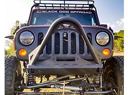 Excessive Industries Comp Series Frame Chop Front Bumper with Bull Bar and Fairlead Mount; Bare Steel (07-18 Jeep Wrangler JK)