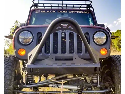 Excessive Industries Comp Series Frame Chop Front Bumper with Recessed LED Pod Light Brackets and Stinger Bar; Bare Steel (07-18 Jeep Wrangler JK)