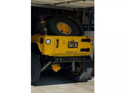 Excessive Industries Comp Series Rear Bumper with Factory Hitch Receiver Relief and Flush Mount Reverse Light Cutouts; Bare Steel (07-18 Jeep Wrangler JK)