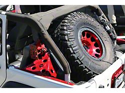Excessive Industries GateKeeper Tire Carrier with Accessory Panel and Classic Style Gussets; 5x5 Lug Pattern; Bare Steel (07-18 Jeep Wrangler JK 4-Door)