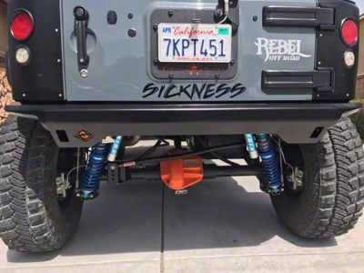 Excessive Industries GTC Series Frame Chop Mid-Width Rear Bumper with LED Pod Light Brackets and Recessed Hitch Receiver; Bare Steel (07-18 Jeep Wrangler JK)