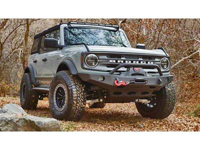 Expedition One Front Bumper with Center Hoop; Textured Black (21-25 Bronco, Excluding Raptor)
