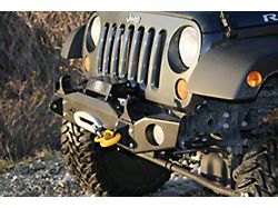 Expedition One Basic DX Front Bumper with Side Wings; Textured Black (18-26 Jeep Wrangler JL)