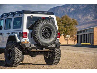 Expedition One Core Series 2 Rear Bumper with Smooth Motion Tire Carrier System; Textured Black (18-25 Jeep Wrangler JL)