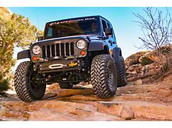 Expedition One Basic DX Front Bumper; Textured Black (07-18 Jeep Wrangler JK)
