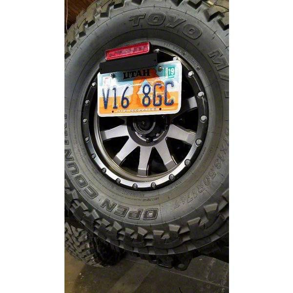 Expedition One Jeep Wrangler Spare Tire License Plate Bracket; Textured