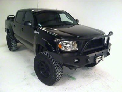 Expedition One Winch Front Bumper with WrapAround Bull Bar; Textured Black (12-15 Tacoma)