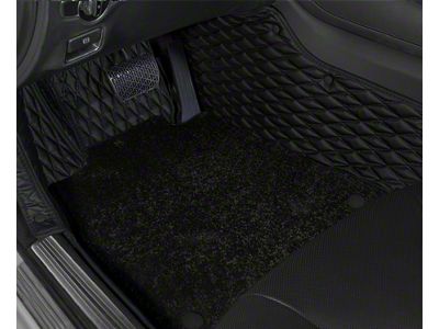 Double Layer Diamond Front and Rear Floor Mats; Base Layer Black and Top Layer Black (21-25 Bronco 2-Door)