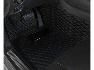 Single Layer Diamond Front and Rear Floor Mats; Black and Black Stitching (21-25 Bronco 2-Door)