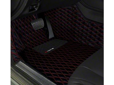Single Layer Diamond Front and Rear Floor Mats; Black and Red Stitching (21-25 Bronco 2-Door)