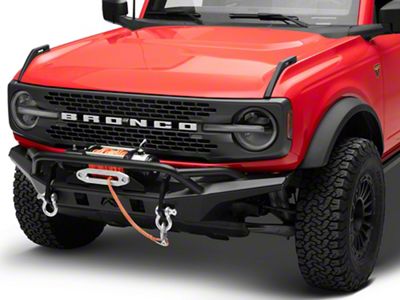 Fab Fours Stubby Winch Front Bumper with Pre-Runner Guard; Matte Black (21-25 Bronco, Excluding Raptor)
