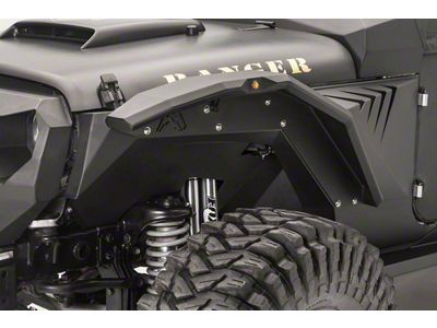 Fab Fours Front Fender System Inner Fenders; Matte Black (07-18 Jeep Wrangler JK)