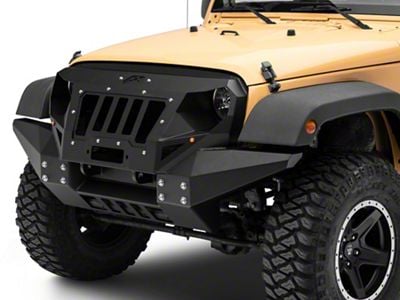 Fab Fours Front Full Width Grumper; Matte Black (07-18 Jeep Wrangler JK)