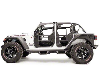 Fab Fours Full Surround Front Tube Doors; Bare Steel (18-25 Jeep Wrangler JL)