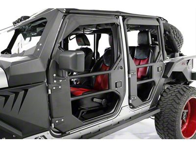 Fab Fours Full Surround Front Tube Doors; Matte Black (07-18 Jeep Wrangler JK)