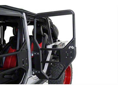 Fab Fours Full Surround Rear Tube Doors; Bare Steel (07-18 Jeep Wrangler JK 4-Door)