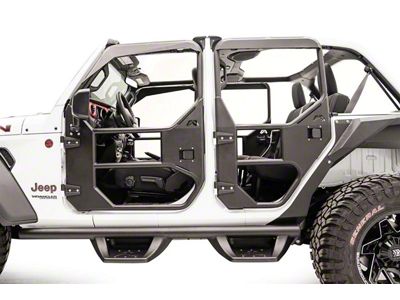 Fab Fours Full Surround Rear Tube Doors; Bare Steel (18-25 Jeep Wrangler JL 4-Door)