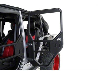 Fab Fours Full Surround Rear Tube Doors; Matte Black (07-18 Jeep Wrangler JK 4-Door)