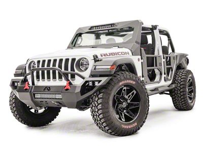 Fab Fours Vengeance Front Bumper with Pre-Runner Guard; Bare Steel (18-25 Jeep Wrangler JL)