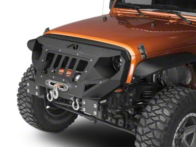 Fab Fours Front Stubby Grumper; Matte Black (07-18 Jeep Wrangler JK)