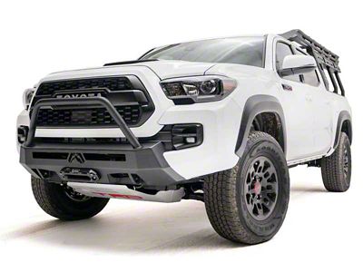Fab Fours Hidden Winch Mount with High Pre-Runner Guard; Bare Steel (16-23 Tacoma)
