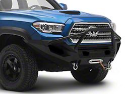 Fab Fours Matrix Winch Front Bumper with High Pre-Runner Guard; Bare Steel (16-23 Tacoma)