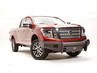 Fab Fours Black Steel Elite Front Bumper with No Guard and Tow Hooks; Matte Black (17-20 Titan)